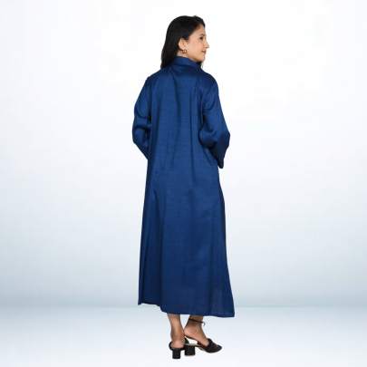 Dark Blue Linen Long Kurta Shirt