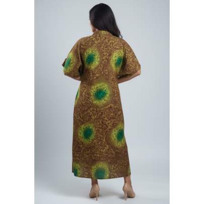 Dark Green Tie-Dye Long Kaftan for Women