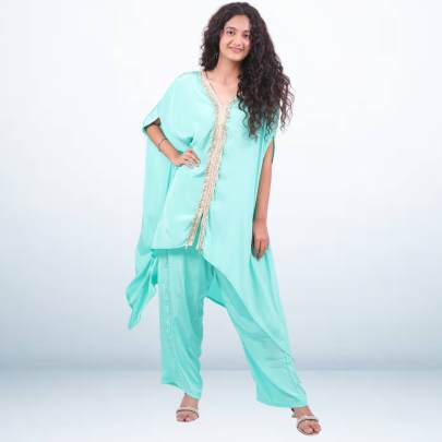 Designer asymmetric Kaftan Pant Set