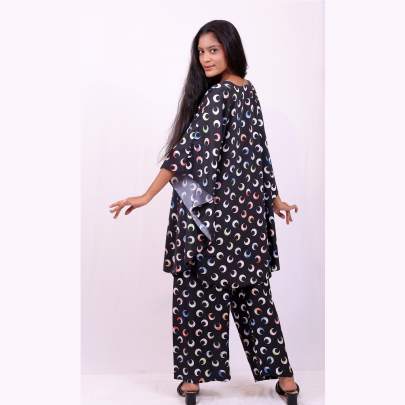 Designer Black Printed Kaftan cord set