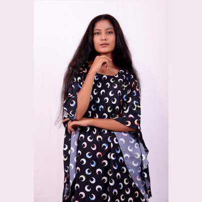 Designer Black Printed Kaftan cord set