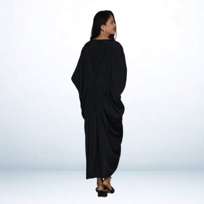 Designer Gathered Long Kaftan with Broach