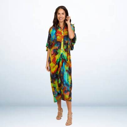 Designer Tie Dye Long Kaftan Dress