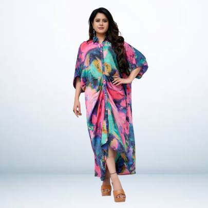 Designer Tie Dye Long Kaftan Dress