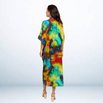 Designer Tie Dye Long Kaftan Dress