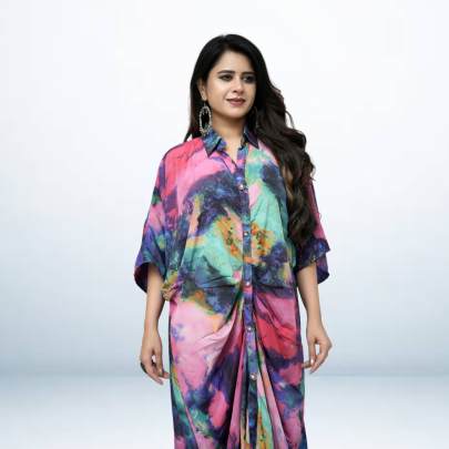 Designer Tie Dye Long Kaftan Dress
