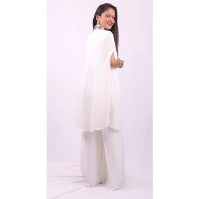 Designer white embroidered Short Kaftan cord set