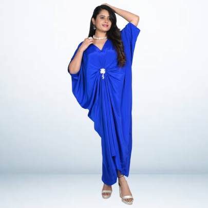 Drape Cowl Front Gathered Kaftan