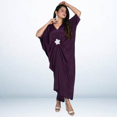 Drape Cowl Front Gathered Kaftan