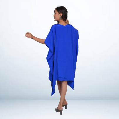 Elegant Blue Embroidered Tunic Kaftan