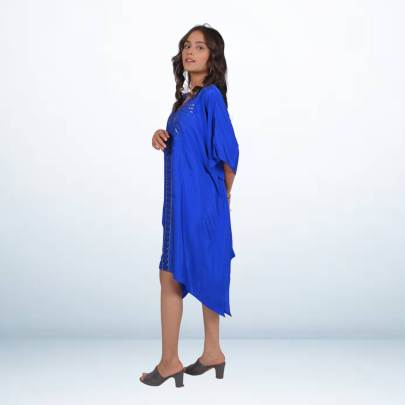 Elegant Blue Embroidered Tunic Kaftan