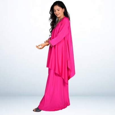 Elegant Hand Work Hot Pink Kaftan Style Kurta Pant Set