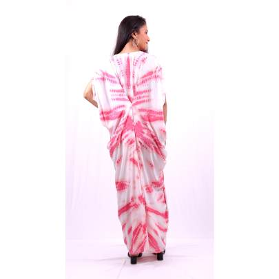 Elegant Pink white Tie dye printed Dress