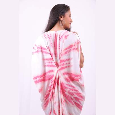 Elegant Pink white Tie dye printed Dress