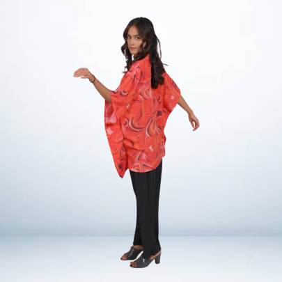 Elegant Red Printed Short Beach Tunic