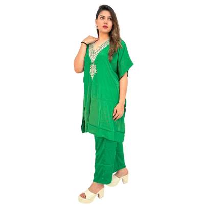 Embellished Kaftan Pant Set Green