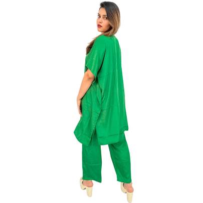 Embellished Kaftan Pant Set Green