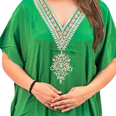 Embellished Kaftan Pant Set Green