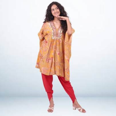 Embellished Kaftan with Tulip Pant