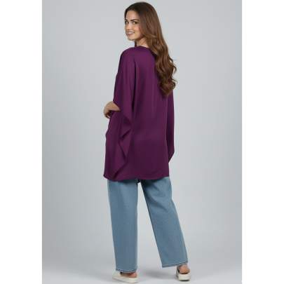 Embellished Poncho Top with Central Brooch