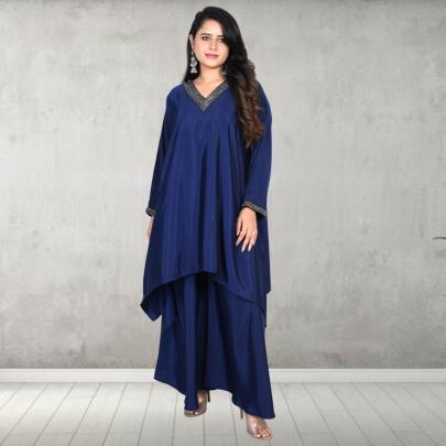 Embellished V Neck A Line Kurta Pant