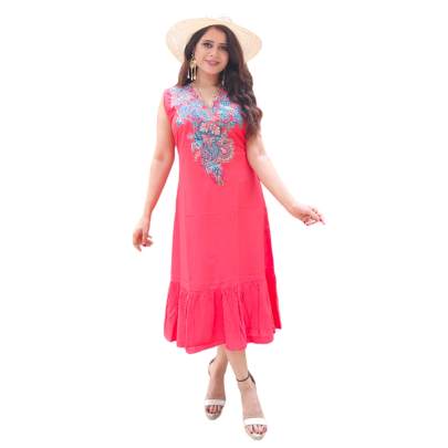 Embroidery Dress Pink
