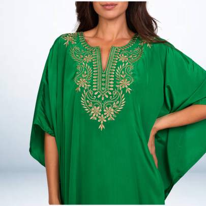 Embroidery Kaftan  Green