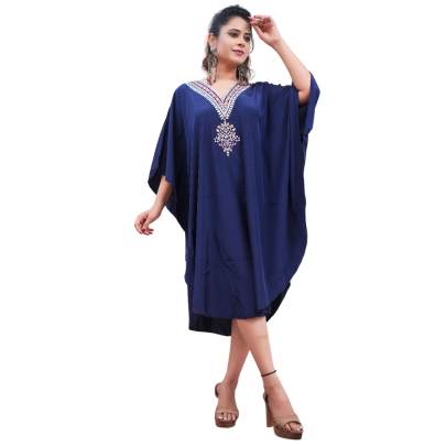 Embroidery Kaftan  Navy Blue