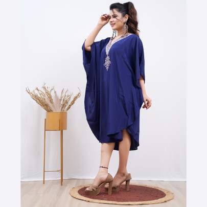 Embroidery Kaftan  Navy Blue