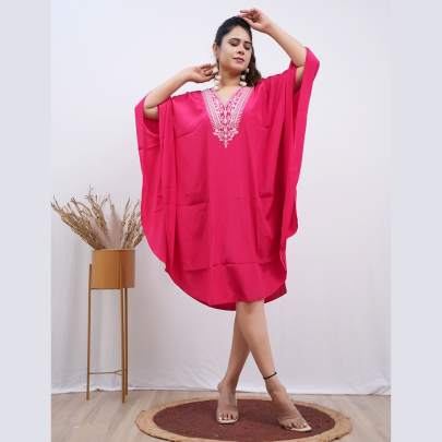 Embroidery Kaftan   Pink