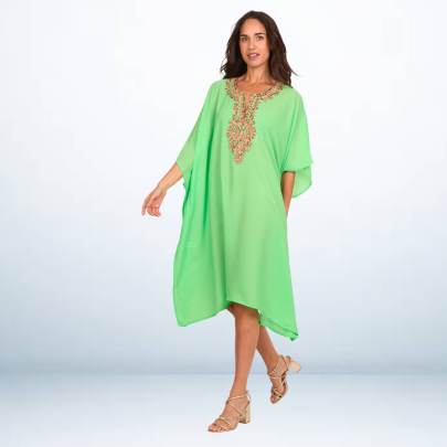 Embroidery Kaftan  Pista Green