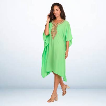 Embroidery Kaftan  Pista Green