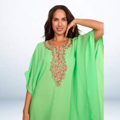 Embroidery Kaftan  Pista Green
