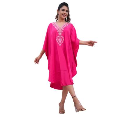 Embroidery Kaftan  Rani Pink