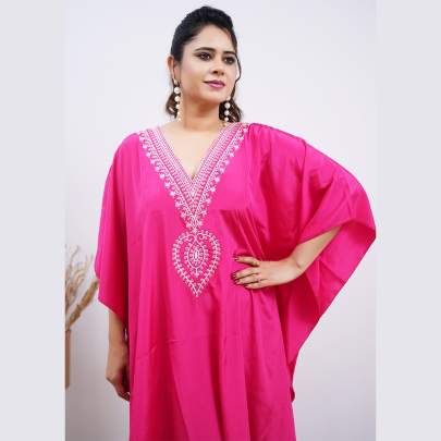 Embroidery Kaftan  Rani Pink