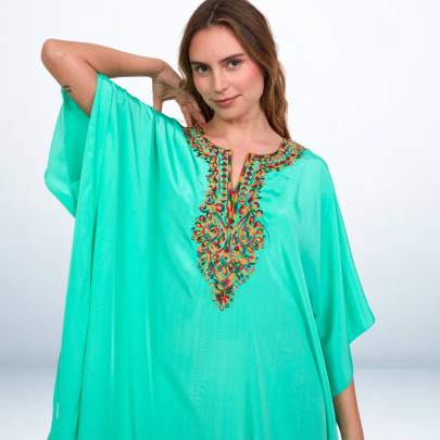 Embroidery Kaftan   Sea Green
