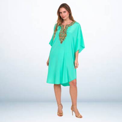 Embroidery Kaftan   Sea Green