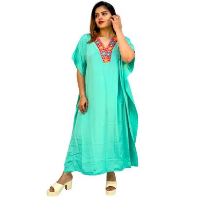 Embroidery Long Kaftan Pant Set
