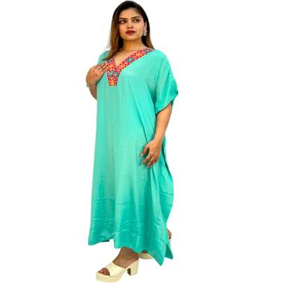 Embroidery Long Kaftan Pant Set