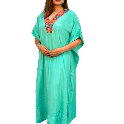 Embroidery Long Kaftan Pant Set