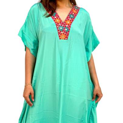 Embroidery Long Kaftan Pant Set
