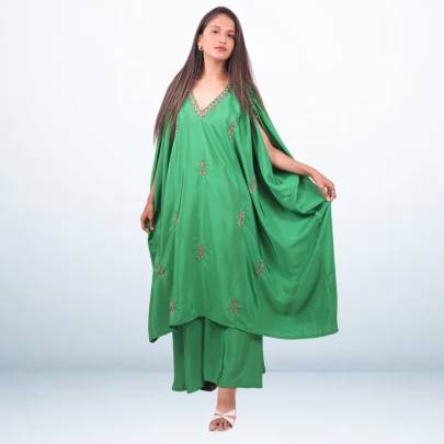 Festive Embellished Kaftan Pant Set