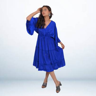 Flared solid plain dress with a flowy fit