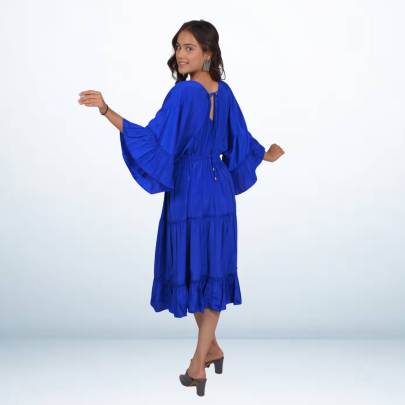 Flared solid plain dress with a flowy fit