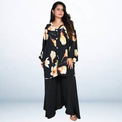 Floral Print Kaftan with Palazzo Set 
