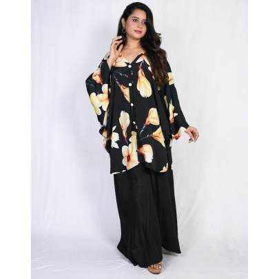 Floral Print Kaftan with Palazzo Set