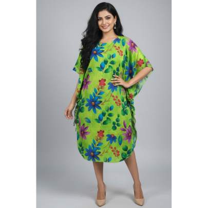 Floral Print Short Kaftan for Women | Adjustable Side Strings