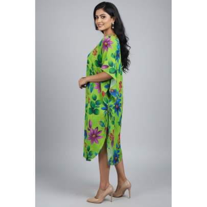 Floral Print Short Kaftan for Women | Adjustable Side Strings