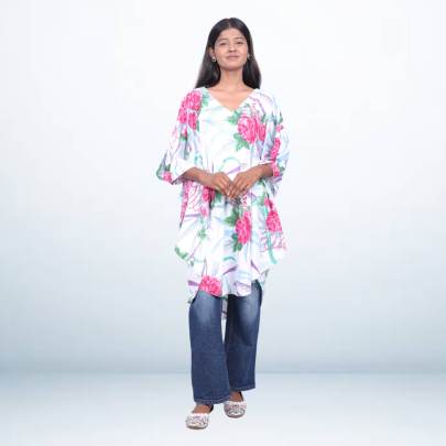 Floral Printed Short Kaftan Tunic for Women