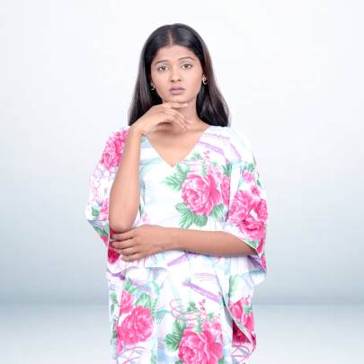 Floral Printed Short Kaftan Tunic for Women